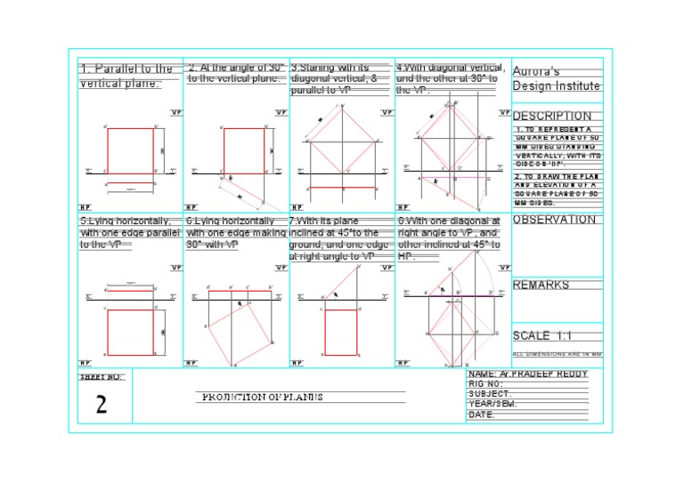 Square Plane Projections Guide | PDF | Geometry | Geometric Measurement