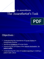 Safety in Anaesthesia: The Anaesthetist's Task