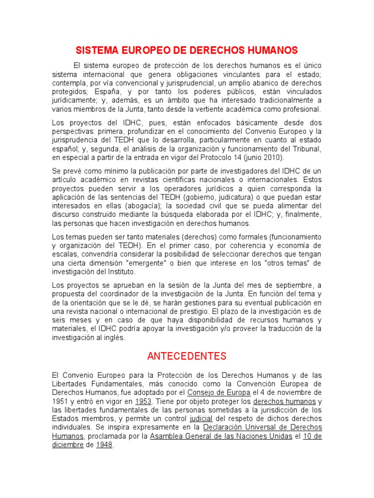 Sistema Europeo de Derechos Humanos | PDF | Convenio europeo de ...