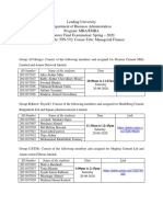 MBA/EMBA Semester Final Exam Groups & Schedule