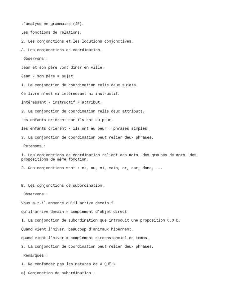 Les Conjonctions De Coordination Exercices Pdf Les Conjonctions | PDF | Clause | Sémantique