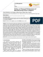 Effect of Dividend Policy On Financial Performance of Consumer Goods Manufacturing Firms in Nigeria