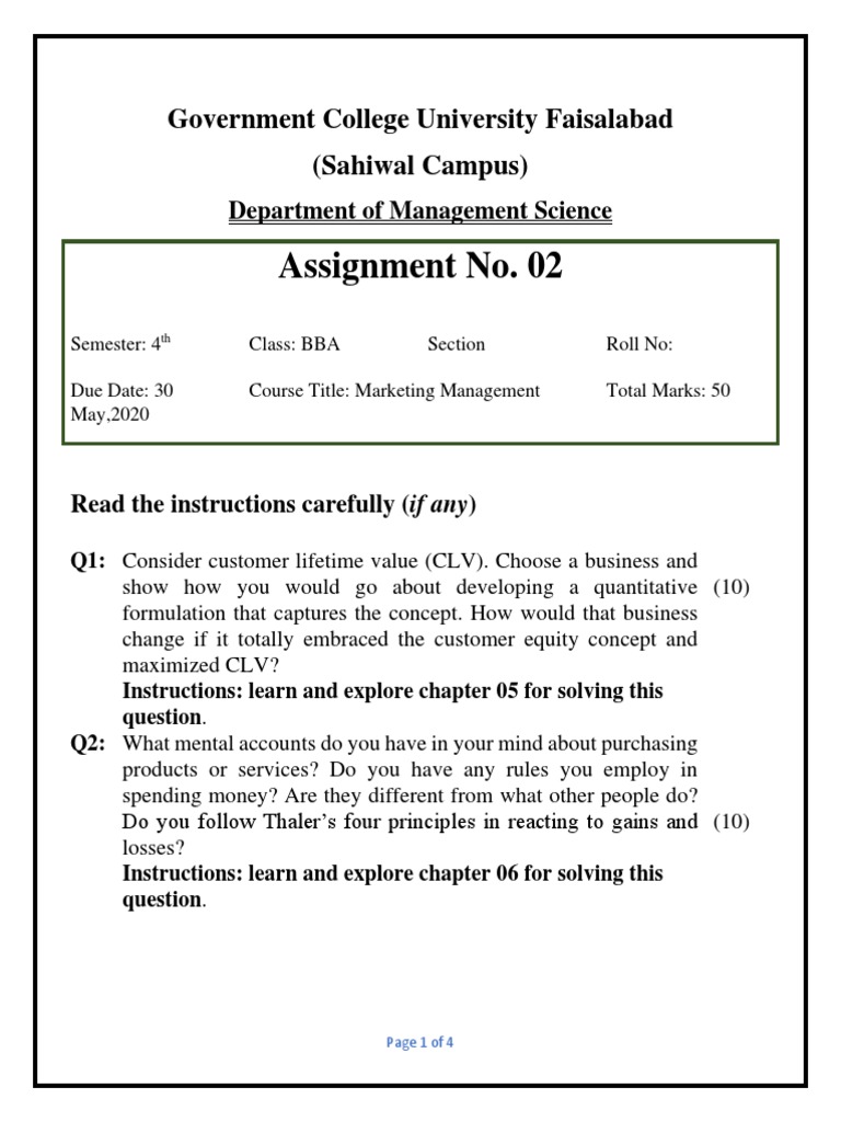 Marketing Management Assignment Guide | PDF | Nordstrom | Retail