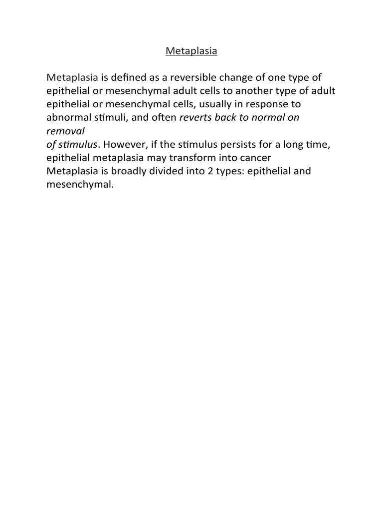 Metaplasia NOTES PDF