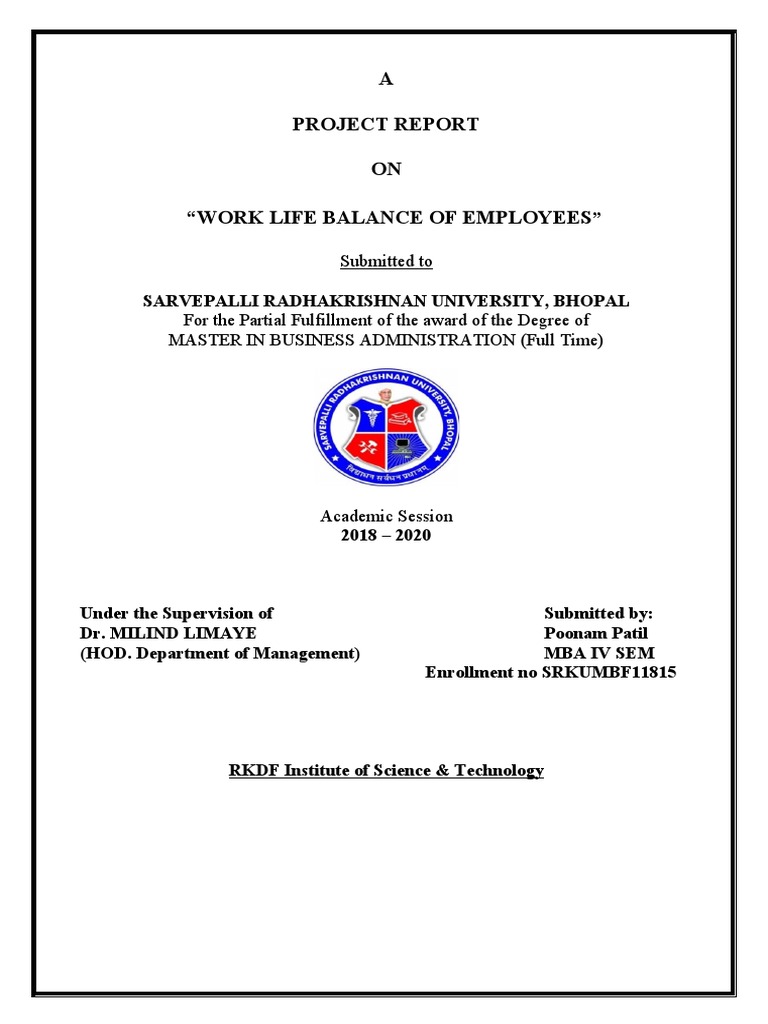 Project Report on Work Life Balance of Employees | PDF | Work–Life ...
