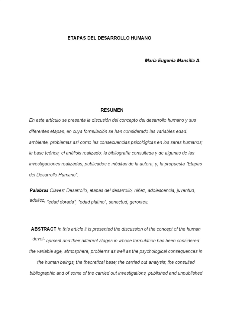 Etapas del Desarrollo Humano | PDF | Adultos | Vejez