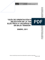 Guía de Orientación para La Selección de La Tarifa Eléctrica A Usuarios Finales en Baja Tensión
