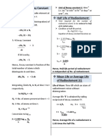 Radioactive Decay Constant - Notes PDF