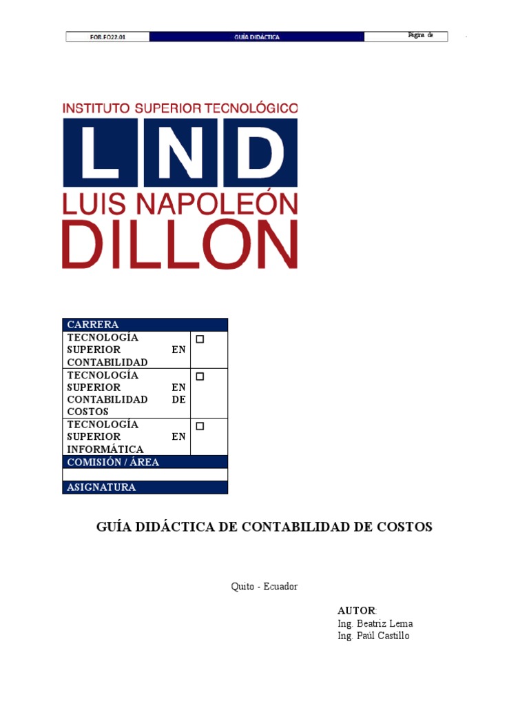 Guía Didáctica de Contabilidad de Costos | PDF | Costo | Contabilidad