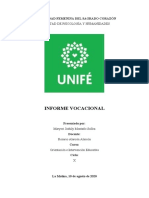 Informe vocacional de Valeria U.M. analiza sus intereses, aptitudes y personalidad para reafirmar su carrera de Diseño Gráfico