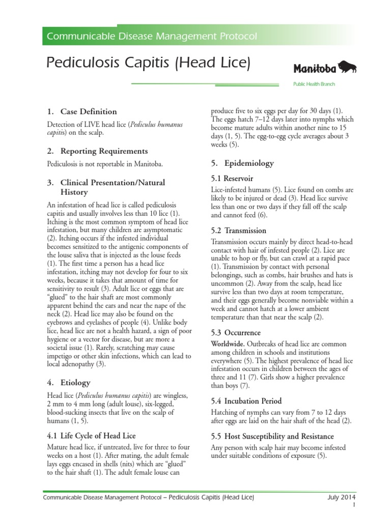 Pediculosis Capitis (Head Lice) : Communicable Disease Management ...