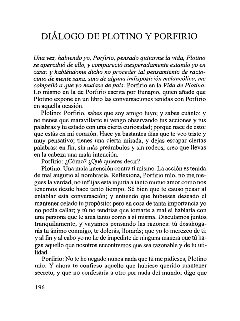 Porfirio y Plotino PDF Platón Felicidad