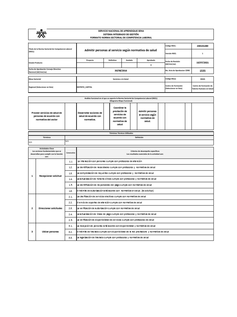 Admitir Personas Al Servicio Según Normativa de Salud PDF | PDF ...