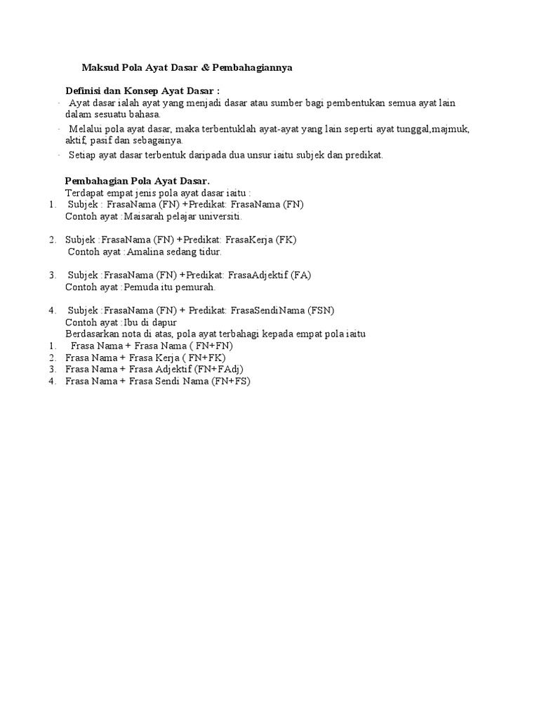 Latihan Pola Ayat Pdf
