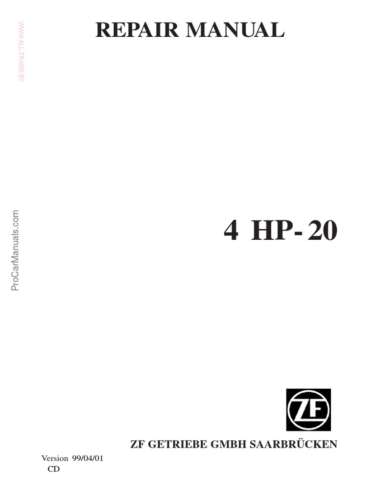 ZF 4HP20 Automatic Transmission Repair Manual PDF PDF Transmission