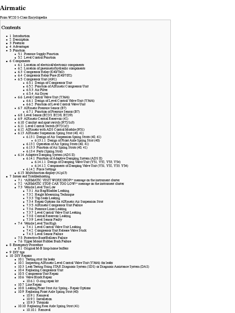 Airmatic W220 S Class Encyclopedia Pdf Valve Manufactured Goods
