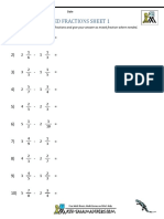 Subtracting Mixed Fractions Sheet 1: Subtract These Mixed Fractions and Give Your Answer As Mixed Fraction Where Needed