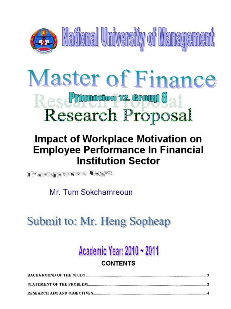 research proposal on the effects of motivation on employee performance