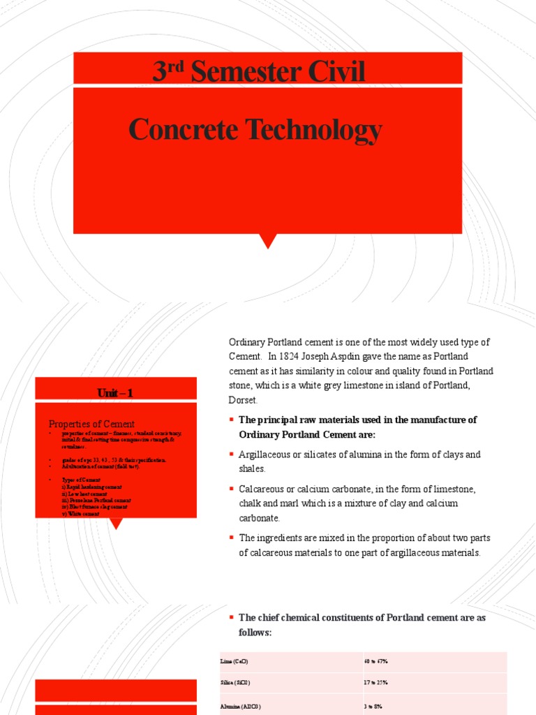3 Semester Civil Concrete Technology | PDF | Cement | Structural ...