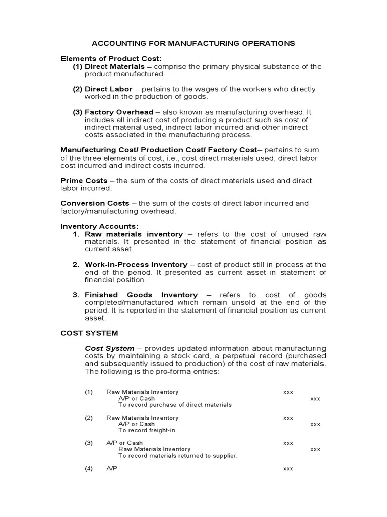 Cost System Provides Updated Information About Manufacturing Pdf
