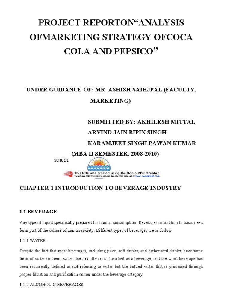 Coca-Cola vs PepsiCo Marketing Analysis | PDF | Alcoholic Drinks | Pepsi Co