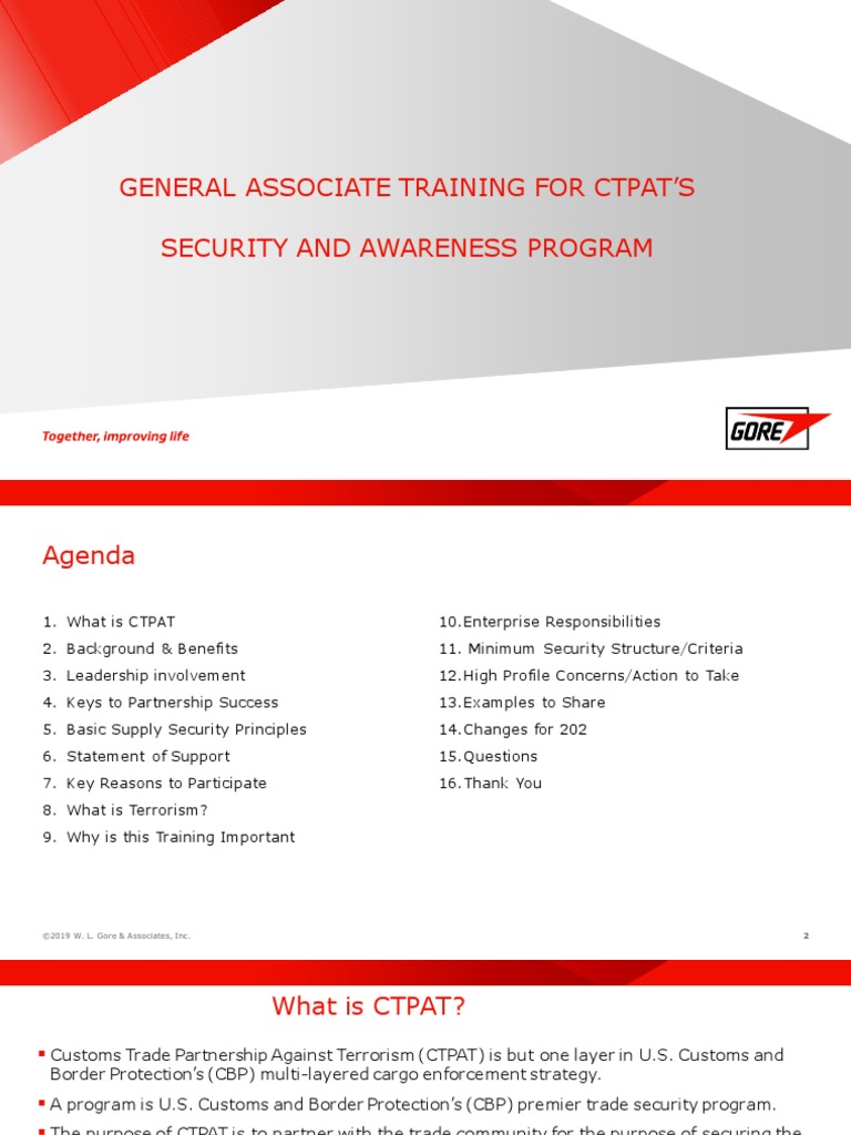 General Associate Training For Ctpat S Security And Awareness Program