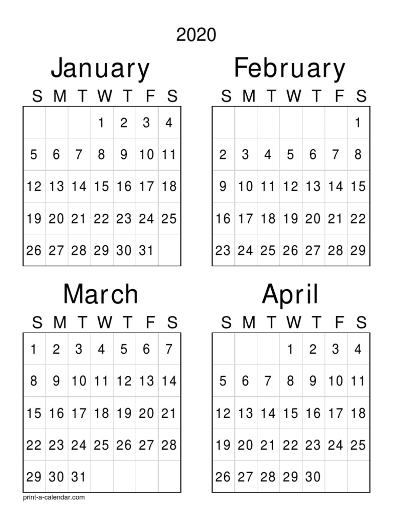 2020 January-February Calendar | PDF