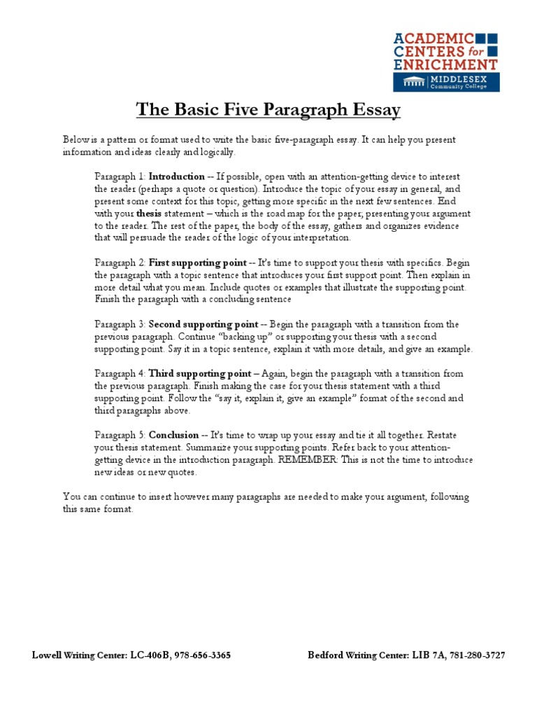 Five-Paragraph Essay Structure Guide | PDF