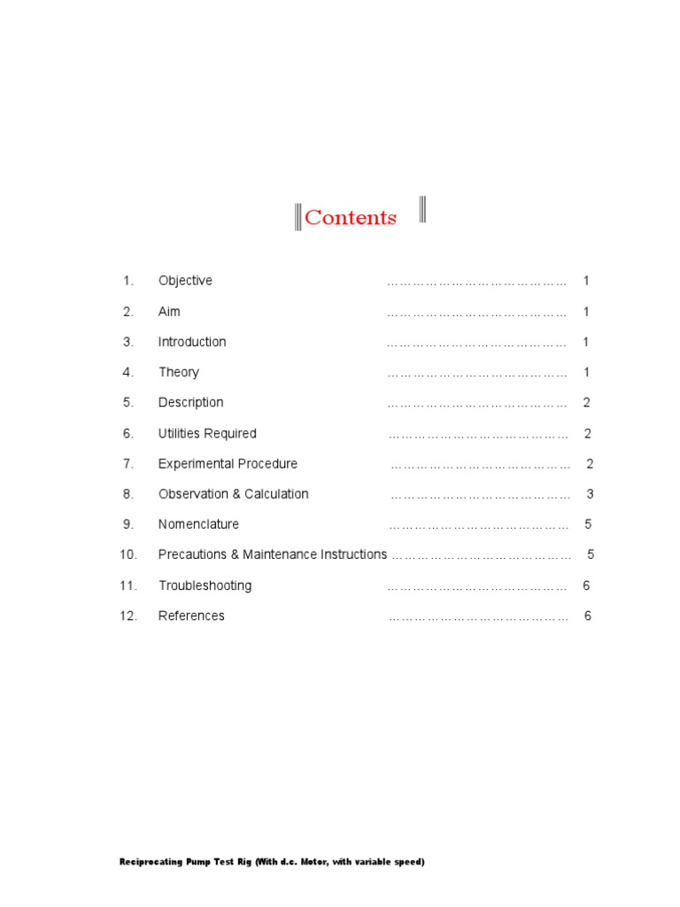 Reciprocating Pump Lab Manual Ms Word PDF Pump Engines
