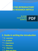 Writing The Introductory Part of The Research Article