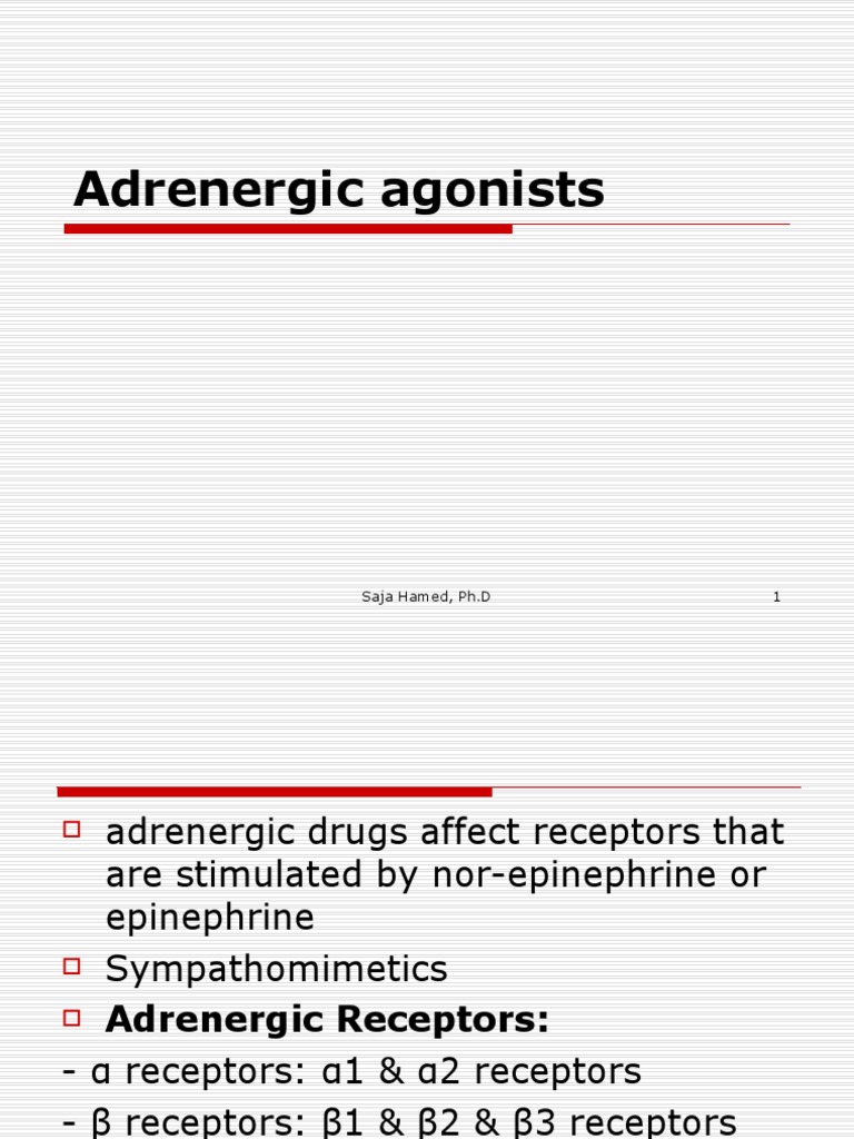 Overview of Adrenergic Agonists | PDF | Norepinephrine | Drugs
