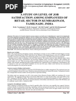A STUDY ON LEVEL OF JOB SATISFACTION AMONG EMPLOYEES OF RETAIL SECTOR IN KUMBAKONAM, TAMILNADU, INDIA