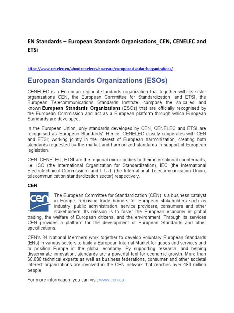 European Standards Overview | PDF | Standards Organization ...