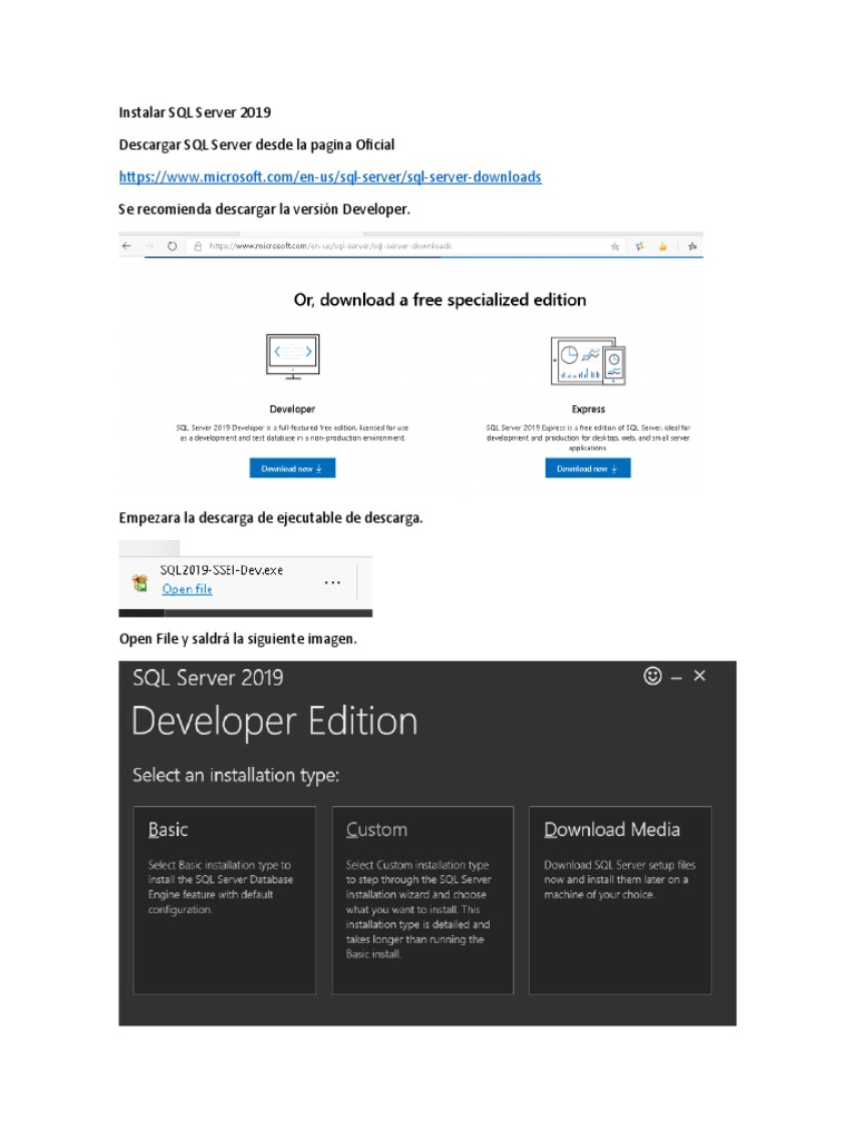 Instalar Sql Server 2019