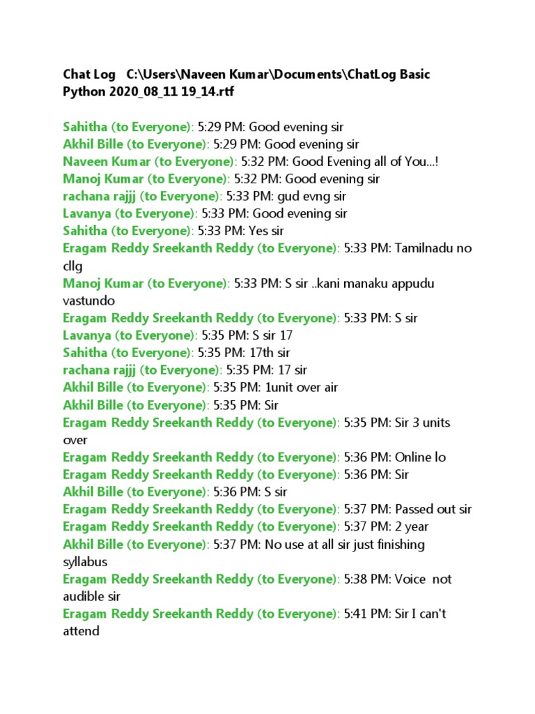 Python Class Chat Log Summary | PDF | Object Oriented Programming ...