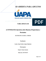 Actividad 3. Ejercicios Sobre Razones Proporciones y Porcientos