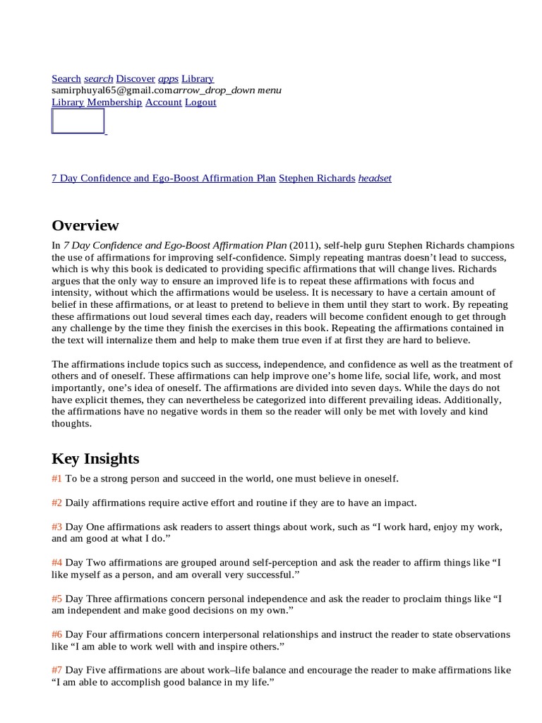 7-Day Confidence Boosting Plan | PDF | Behavioural Sciences | Psychology
