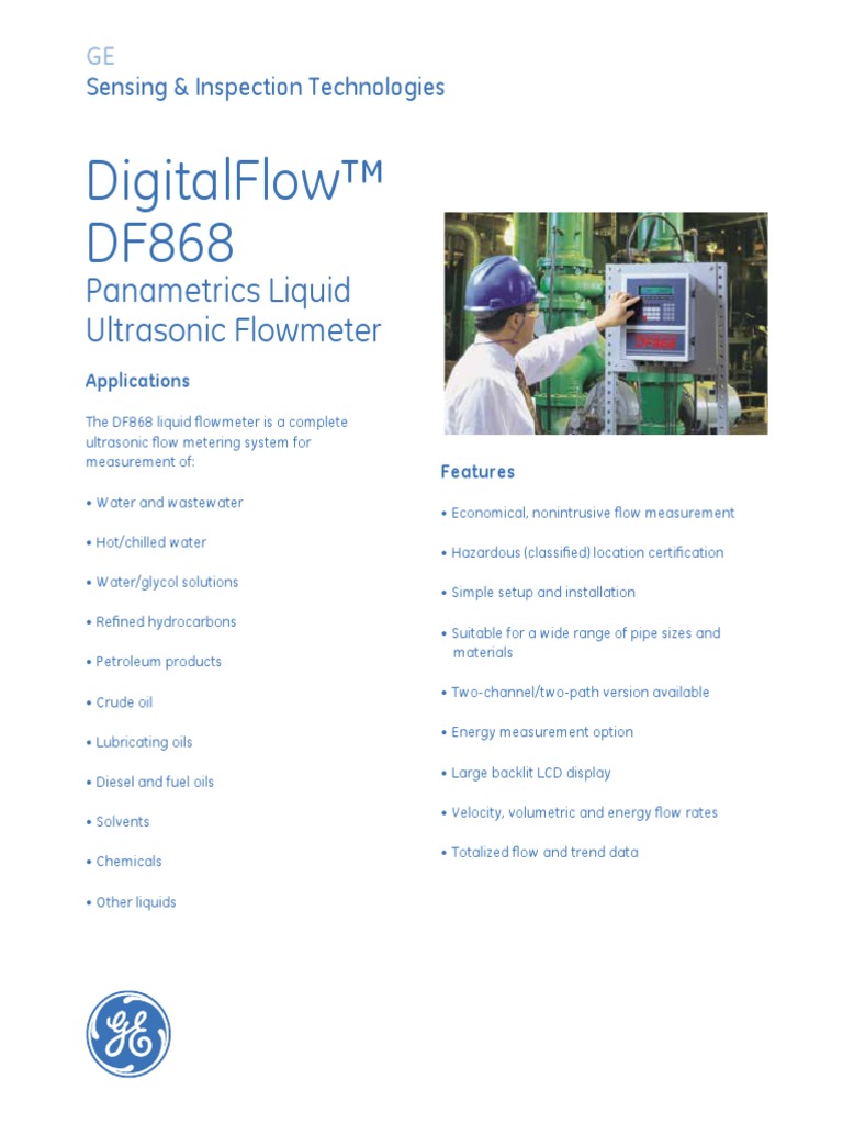Digitalflow™ Df868: Panametrics Liquid Ultrasonic Flowmeter | PDF ...