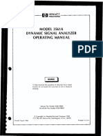 Model 356la Dynamic Signal Analyzer Operating Manual: Hewlett Packard