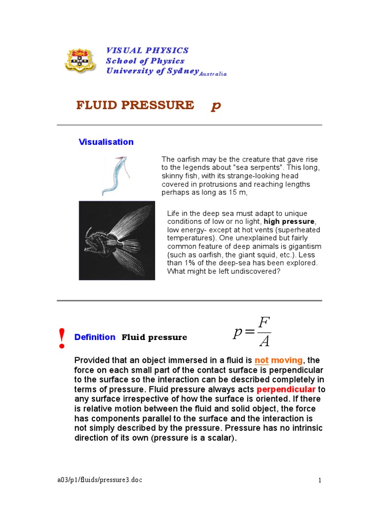 Understanding Fluid Pressure Concepts | PDF | Gases | Pressure