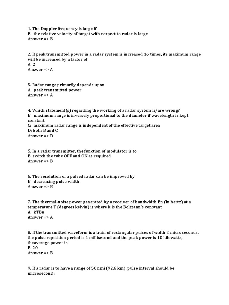 Radar and Satellite MCQs PDF Radar Communications Satellite