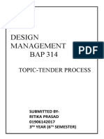 Design Management BAP 314: Topic-Tender Process