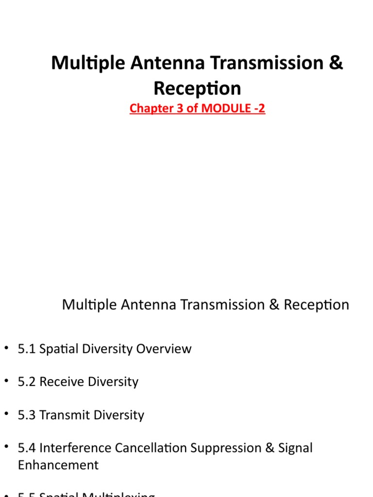 Multiple Antenna Transmission & Reception Chapter 3 of MODULE 2 PDF Mimo Radio Resource