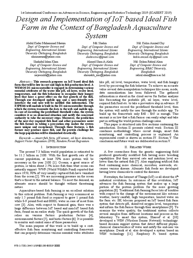 Design and Implementation of IoT Based Ideal Fish Farm in The Context ...