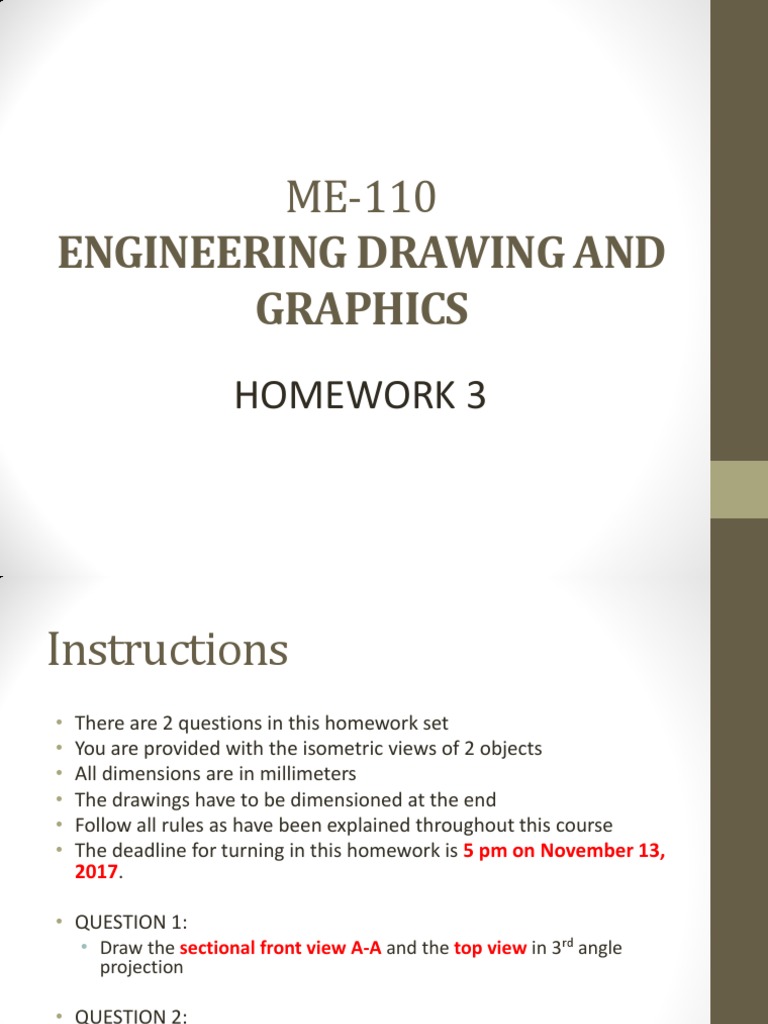 Engineering Drawing Homework Instructions | PDF | Teaching Methods ...