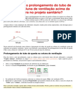 Como lançar o prolongamento do tubo de queda ou coluna de ventilação acima da cobertura no projeto sanitário