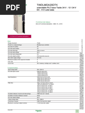 PLC Schneider Twido TWDLCAE40DRF Unit&agrave; Base 24 Ingressi - Nuovo