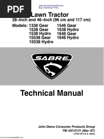 John Deere 38-Inch and 46-Inch Sabre Lawn Tractor Technical Manual