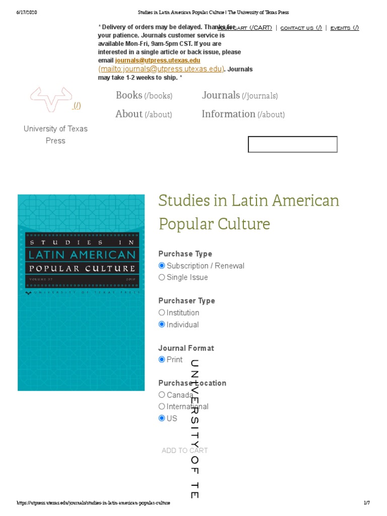 Studies in Latin American Popular Culture: Books Journals About ...