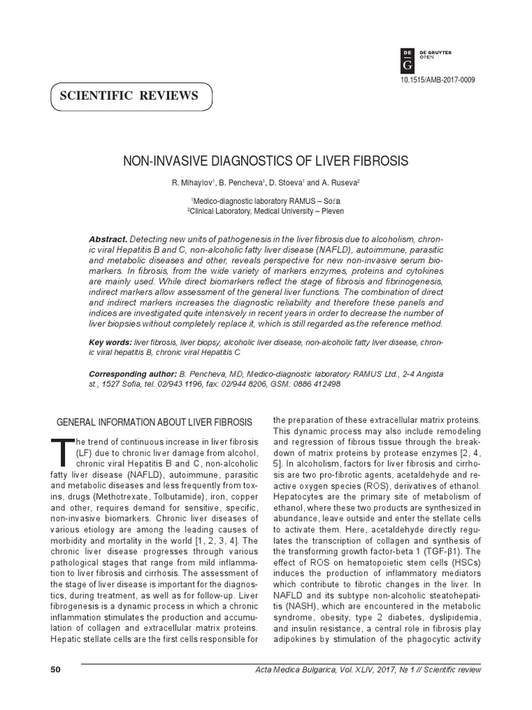 Non-Invasive Liver Fibrosis Markers | PDF | Cirrhosis | Biomarker